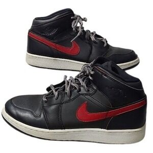 Nike Air Jordan 1 Mid GS‎ 6Y Black Gym Red 554725-009 Youth Baskeball Sneakers